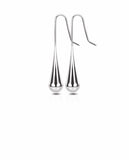 Elegant Water Droplet Drop Earrings, Silver Coloured 40mm in size Hypoallergenic: Nickel, Lead and Cadmium Free Delivered in a soft, black, velveteen pouch