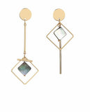 Shell Geometric Drop Earrings, Rose Gold Coloured, Rhodium Plated