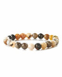 Artisan Natural Stone Bamboo Agate in Earthy Colours Stretch Bracelet