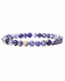 Artisan Natural Stone Blue Agate Stretch Bracelet in Natural Blues