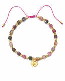 Artisan Natural Stone Multi Coloured Beaded Pull String Bracelet