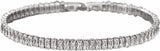 Sparkly Link Bracelet with Clasp and Clear Rectangular Crystals, Rhodium Plated