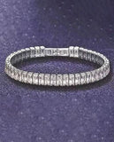 Sparkly Link Bracelet with Clasp and Clear Large Rectangular Crystals, Rhodium Plated
