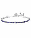Sparkly Adjustable Bracelet, Sapphire Blue Crystal, Rhodium Plated