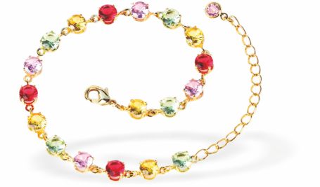 Adjustable Bracelet, Rhodium Plated
Multi coloured crystals

6cm in diameter
Nickel Free, Hypoallergenic
Delivered in a soft, black, velveteen pouch