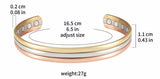 Magnetic Copper Bracelet with 8 magnets with Golden, Rose Gold and Silver Coloured Strips