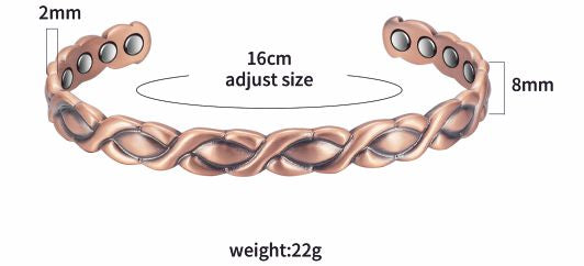 Magnetic Copper Bracelet with 8 magnets with Twining Design