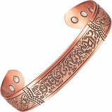 Magnetic Bracelet with jazzy design imprint and 8 magnets Copper, Adjustable bangle Can combat joint pain and improve circulation Delivered in a soft, black, velveteen pouch