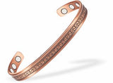 Magnetic Bracelet with framed wave imprint and 8 magnets Copper, Adjustable bangle Can combat joint pain and improve circulation Delivered in a soft, black, velveteen pouch