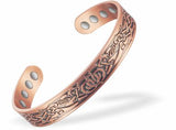 Magnetic Bracelet with gothic imprint and 8 magnets  Copper, Adjustable bangle  Can combat joint pain and improve circulation  Delivered in a soft, black, velveteen pouch
