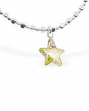 Charm Bracelet with Crystal Star Charm in Luminous Green, Rhodium Plated
