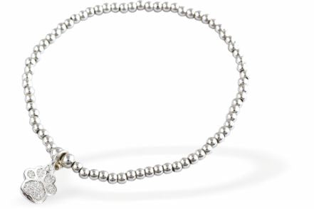 Stretch Charm Bracelet, Rhodium Plated
Paw Print Charm
6cm diameter, stretch&nbsp;
Nickel, Lead and Cadmium Free, Hypoallergenic
Delivered in a soft, black, velveteen pouch
