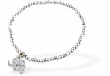 Stretch Charm Bracelet with Silver Coloured Beads and Elephant Charm