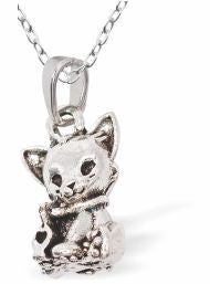 Silver Coloured Cute Cat Necklace
15mm in size
Choice of 18" Stainless Steel or Sterling Silver Chains
Hypoallergenic; Free from cadmium, lead and nickel

Delivered in a soft, black, velveteen pouch