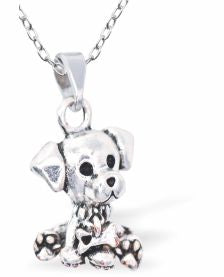 Silver Coloured Cute Dog Necklace
15mm in size
Choice of 18" Stainless Steel or Sterling Silver Chains
Hypoallergenic; Free from cadmium, lead and nickel

Delivered in a soft, black, velveteen pouch