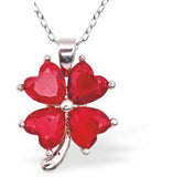 Silver Coloured Crystal Hearty Red Four Leaf Clover Necklace
17mm in size
Choice of 18" Stainless Steel or Sterling Silver Chains
Hypoallergenic; Free from cadmium, lead and nickel

Delivered in a soft, black, velveteen pouch