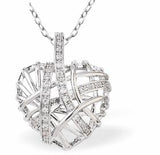 Silver Coloured Pave Crystal Love Heart Necklace, Rhodium Plated