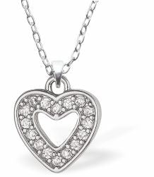 Austrian Crystalized Delicate Heart Necklace 10mm in size Choice of 18" Stainless Steel or Sterling Silver Chains Hypoallergenic: Lead, nickel and cadmium free Delivered in a soft, grey, velveteen pouch