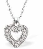 Austrian Crystalized Delicate Heart Necklace 10mm in size Choice of 18" Stainless Steel or Sterling Silver Chains Hypoallergenic: Lead, nickel and cadmium free Delivered in a soft, black, velveteen pouch