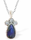 Austrian Crystal Sapphire Blue Teardrop  Necklace with a choice of chains