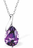 Austrian Crystal Tanzanite Purple Teardrop Necklace 20mm in size Choice of 18" Stainless Steel or Sterling Silver Chains Hypoallergenic: Lead, nickel and cadmium free Delivered in a soft, black, velveteen pouch