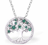 Green Leaved Tree of Life Necklace 23mm in size Choice of 18" Stainless Steel or Sterling Silver Chains Hypoallergenic; Free from cadmium, lead and nickel Delivered in a soft, black, velveteen pouch