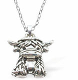 Silver Coloured Kyloe Highland Cow Necklace with a choice of chains