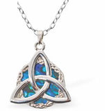 Trinity Knot Necklace of Paua Shell, Rhodium Plated