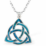Triquetra Necklace of Paua Shell, Rhodium Plated