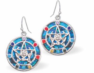 Multi-Stone surrounding Star Drop Earrings of Paua Shell
Hypoallergenic: Nickel, Lead and Cadmium Free
19mm in size
Delivered in a soft, black, velveteen pouch