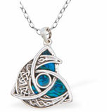 Triad with Moon Necklace of Paua Shell, Rhodium Plated