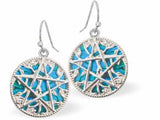 Pentagram Drop Earrings of Paua Shell, Rhodium Plated