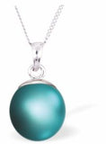 Austrian Crystal Pearl Necklace in Iridescent Dark Turquoise, 10mm in size with a choice of Chain.