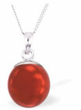 Austrian Crystal Pearl Necklace Colour: Iridescent rouge red Pearl is 10mm in size Choice of 18" Stainless Steel or Sterling Silver See choice of stud earrings (CP 144 and CP164) or drop earrings (CP124) Delivered in a soft, black, velveteen pouch