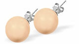 Austrian Crystal Classic Pearl Stud Earrings in Peach Pink Pearls are 6mm and 8mm in size Hypo allergenic, free from cadmium, lead and nickel Colour: Peach Pink Rhodium Plated Earwires See matching Necklace CP103 Perfect for an evening out or sophisticated, elegant day wear. Delivered in a soft, black, velveteen pouch