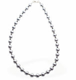 Austrian Crystal String of Pearls with Crystals Necklace Colour: Light Grey Pearl is 8mm in size, 16" string See matching drop earrings (CP188) and bracelet (CP187) Delivered in a soft, black, velveteen pouch