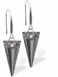 Austrian Crystal Spike Drop Earrings in Silver Night with Rhodium Plated Earwires