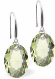 Austrian Crystal Multi Faceted Oval Elliptic Drop Earrings in  Peridot Green