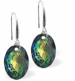 Austrian Crystal Multi Faceted Oval Elliptic Drop Earrings Vitrail Medium in Colour 11.5mm in size - Rhodium Plated Earwires Hypo allergenic: Free from Lead, Nickel and Cadmium See matching necklace EL72 Delivered in a soft, black, velveteen pouch
