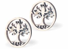 Artisan Tree of Life Silver Coloured Titanium Steel Stud Earrings