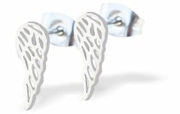 Artisan Wing Drops Silver Coloured Titanium Steel Stud Earrings