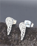 Artisan Wing Drops Silver Coloured Titanium Steel Stud Earrings