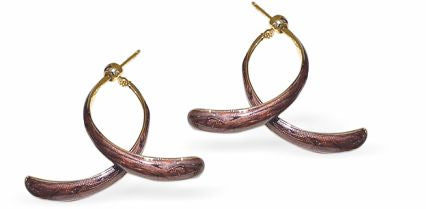 Artisan Wishbone Shaped Drop Earrings in Taro Purple Stoving Varnish with Titanium Steel
