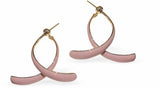 Wishbone Shaped Drop Earrings in Pink Stoving Varnish, Titanium Steel