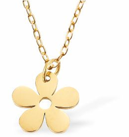 Glowing Golden Daisy Necklace 11mm in size, 18" Golden Chain See matching drop earrings GP13 Hypoallergenic: Nickel, Lead and Cadmium Free Delivered in a soft, black, velveteen pouch