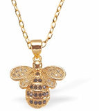 Golden Bee Necklace with Pave Crystals