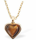 Golden Coloured  Framed Heart with Tiger-Eye Centre Necklace