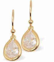Golden Coloured Teardrop Drop Earrings
10mm, Rhodium Plated

Hypoallergenic: Nickel, Lead and Cadmium free
Delivered in a soft, black, velveteen pouch