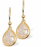 Golden Coloured Teardrop Drop Earrings
10mm, Rhodium Plated

Hypoallergenic: Nickel, Lead and Cadmium free
Delivered in a soft, black, velveteen pouch
