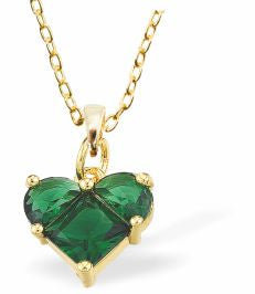 Golden Coloured Emerald Green Heart Necklace